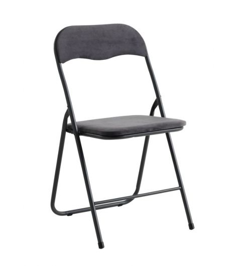 كرسي VOEL قابل للطي بنسيج مخملي - رمادي داكن