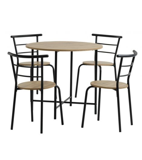 GADSTRUP Ø85 table + 4 GADSTRUP black/oak colour