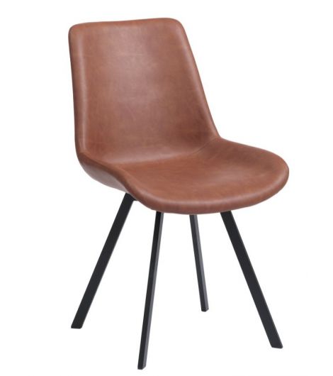 Dining chair HYGUM swivel cognac faux leather/black