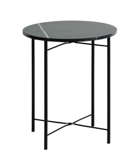 End table TURUP Ø40 marble/black colour