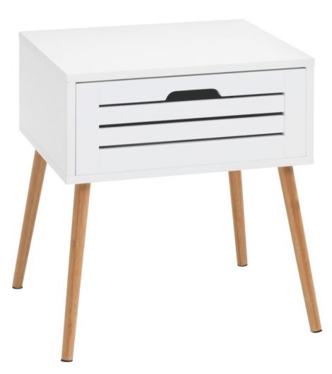Bedside table BROBY 1 drawer bamboo color/white