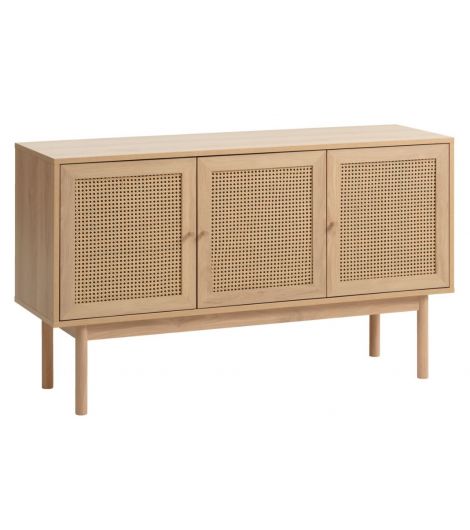 خزانة بوفيه HALMSTAD بـ3 أبواب - نمط خيزران من البلاستيك/لون خشب البلوط