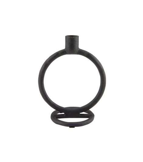 حامل شموع ELDARIT بتصميم مستدير - ارتفاع 19 سم، أسود