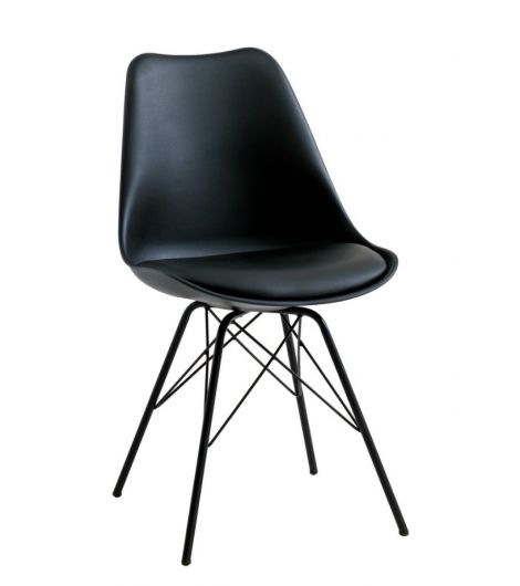 Dining chair KLARUP black faux leather/black