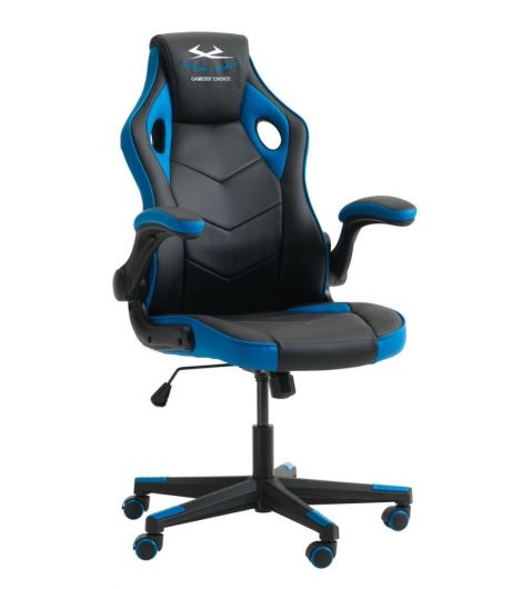 كرسي ألعاب VOJENS - أسود/جلد صناعي أزرق/نسيج شبكي