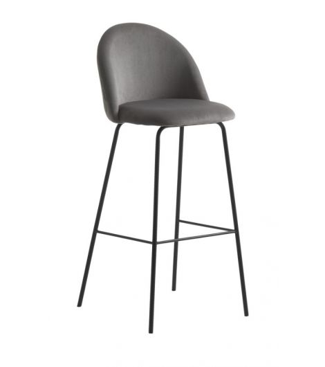 كرسي عالي GRINDSTED - مخمل رمادي/أسود