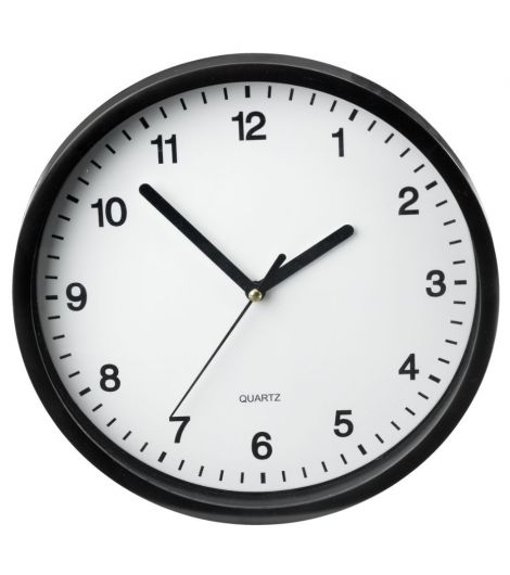 ساعة حائط ELVART - مقاس 22 سم، أبيض/أسود