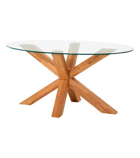 طاولة قهوة AGERBY - مقاس 60x100، زجاج/بلوط