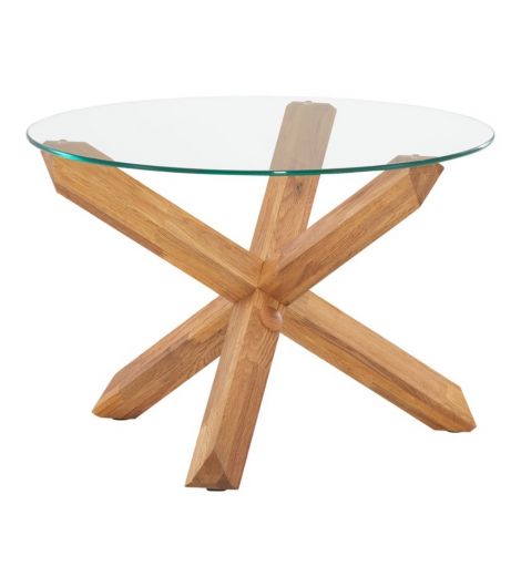 طاولة قهوة AGERBY بقطر 60 سم، زجاج/بلوط