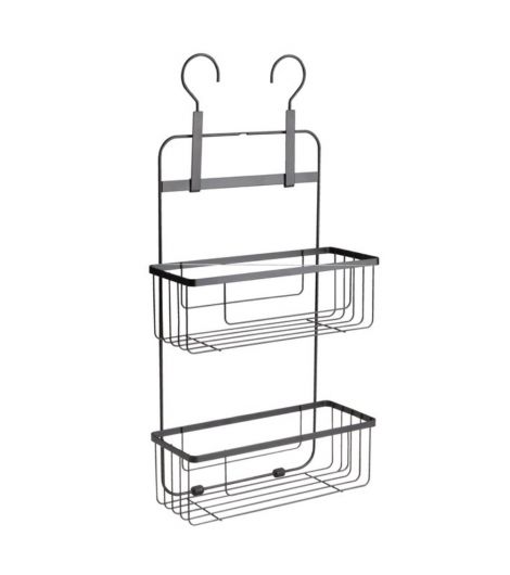 Shelf NACKA w/multi hanging hooks black