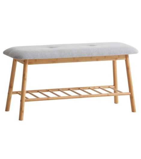 مقعد طويل VANDSTED برف - نسيج رمادي، بامبو
