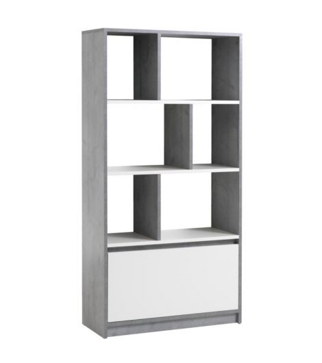 خزانة كتب BILLUND بدرج - أبيض/رمادي اسمنتي