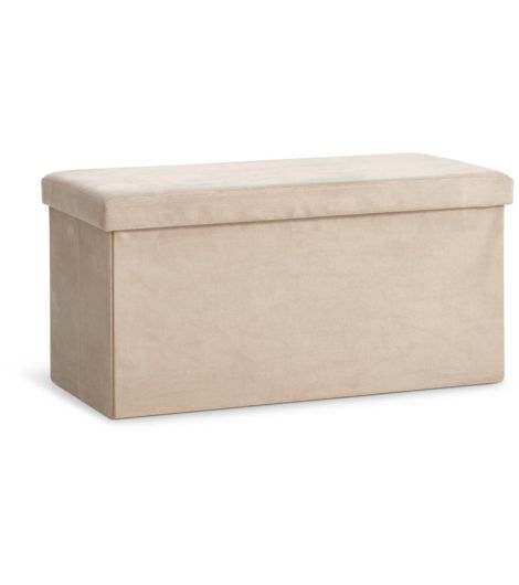 مقعد بوف AUNING 76x38 بمساحة تخزين - مخمل أصفر رملي داكن