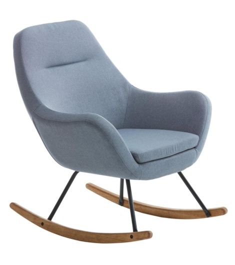 Rocking chair NEBEL light blue fabric