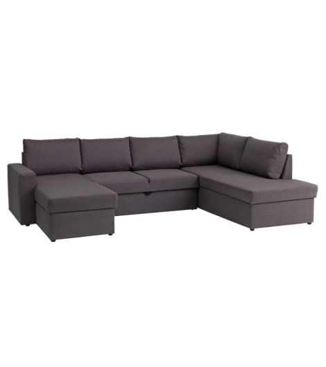 Corner sofa bed MARSLEV dark grey fabric