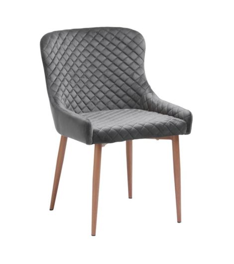 كرسي طعام PEBRINGE - مخمل رمادي/لون البلوط