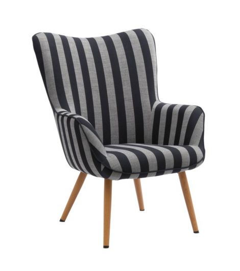 كرسي بمسند ذراع SIMESTED - أسود مخطط/نسيج بيج