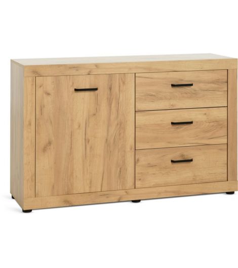 خزانة بوفيه LINTRUP بباب واحد وثلاثة أدراج - لون البلوط