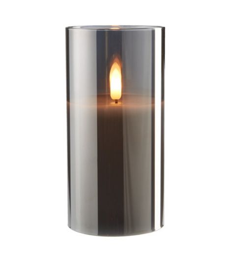 شمعة كبيرة KLAUS بإضاءة LED - مقاس 8×15 سم، رمادي