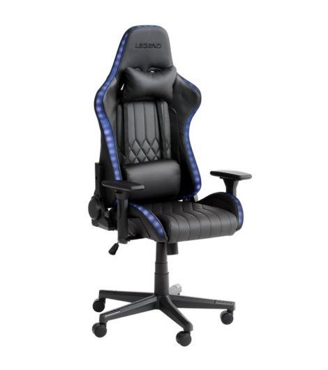 كرسي ألعاب RANUM بإضاءة LED - جلد اصطناعي أسود/أسود