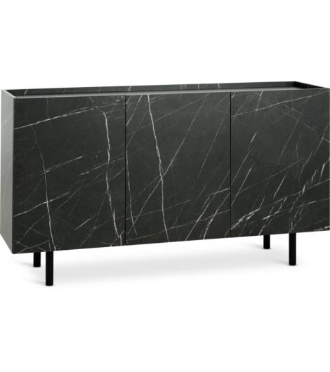 خزانة بوفيه KRONDAL - أسود/مظهر رخامي