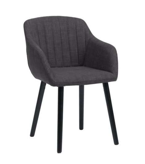 كرسي طاولة طعام ADSLEV - نسيج رمادي داكن/أسود