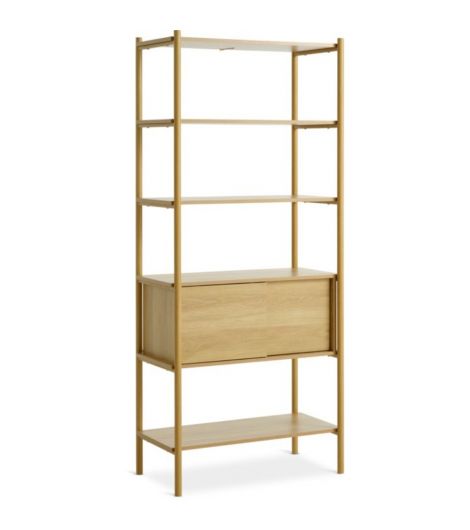 وحدة أرفف LINDVED، ببابين - مظهر البلوط