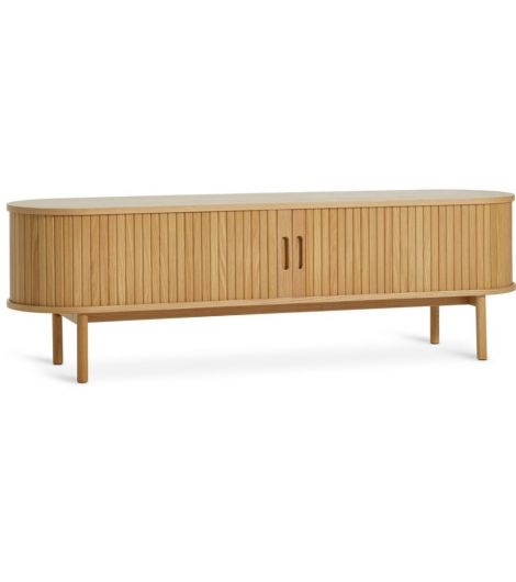 طاولة تليفزيون منخفضة LYNGVIG 160 سم ببابين جرارين، مظهر البلوط