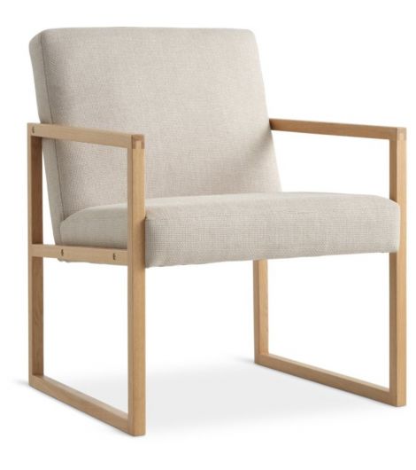 كرسي KALUNDBORG بمسند ذراع - نسيج أصفر رملي/بلوط