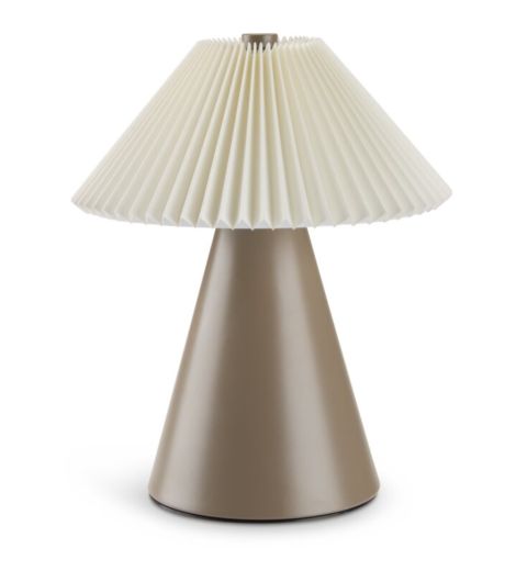 مصباح بطارية ESMUND - مقاس 17×ارتفاع 20 سم، بني/أبيض، مع مؤقت