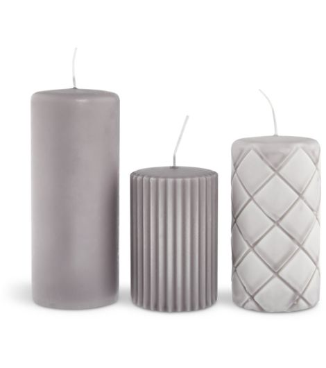 شمعة كبيرة ALFRED - رمادي، طقم من 3 قطع