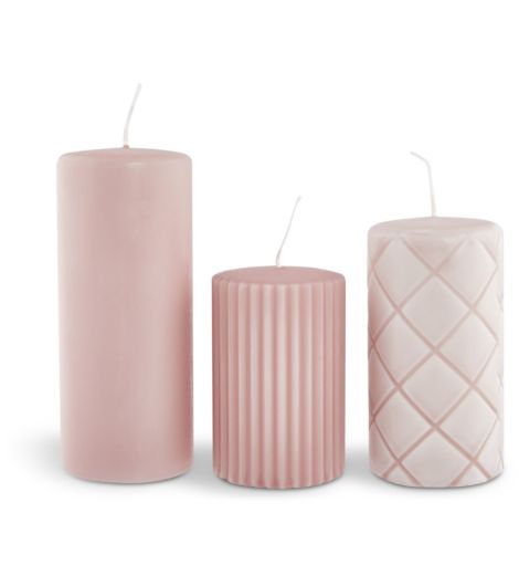شمعة كبيرة ALFRED - وردي، طقم من 3 قطع
