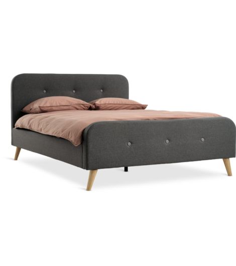 Bed frame KONGSBERG 140x200 grey fabric