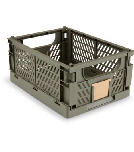 سلة MILAS - عرض 25×طول 34×ارتفاع 15 سم، قابلة للطي، أخضر داكن