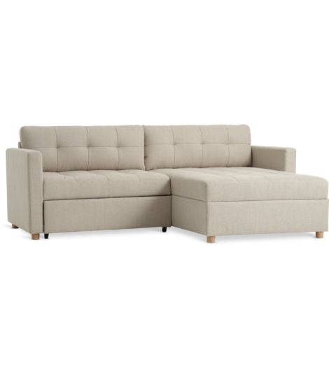 Sofa bed chaise longue TEGLHUSE beige fabric