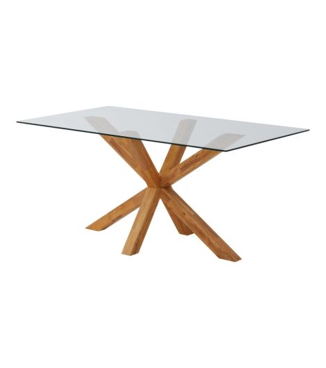 طاولة طعام AGERBY - مقاس 90×160 - زجاج/ بلوط طبيعي