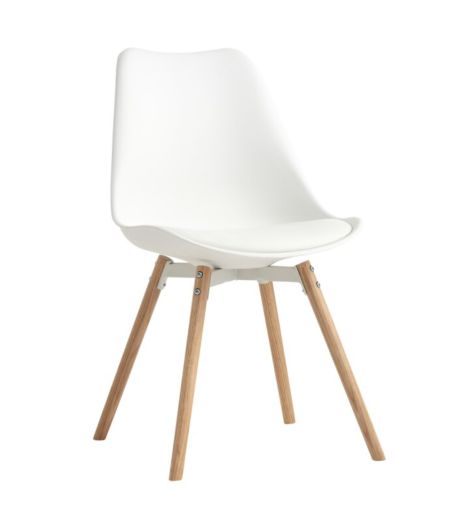 كرسي طعام KASTRUP - أبيض جلد اصطناعي/ بلوط طبيعي