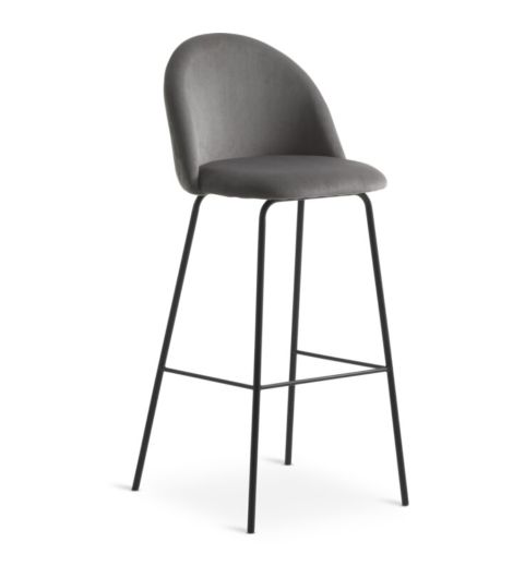 كرسي عالي GRINDSTED مخملي - رمادي/ أسود