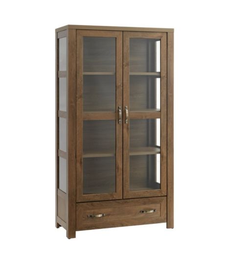 خزانة عرض JUNGEN ببابين ودرج - لون خشب البلوط الداكن