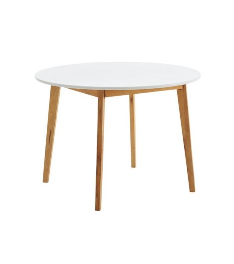 طاولة طعام JEGIND - قطر 105 سم، أبيض/بيج