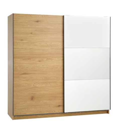 خزانة ملابس RABERG بمرآة - مقاس 200×200، لون البلوط الداكن