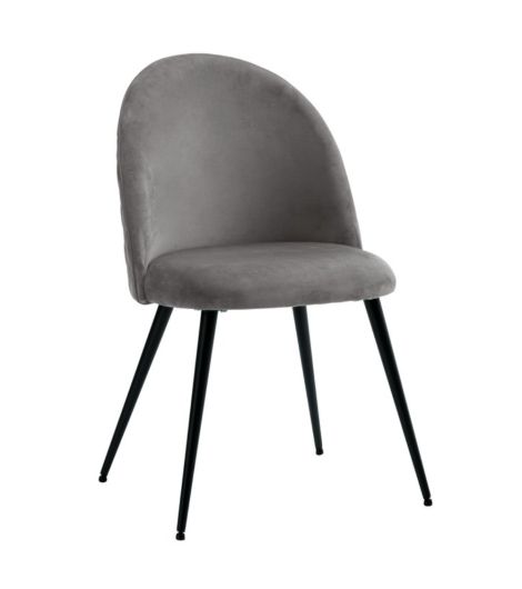 Dining chair KOKKEDAL velvet grey/black