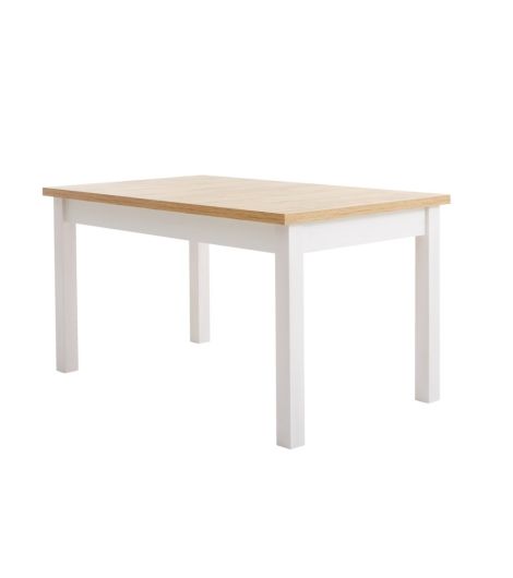 طاولة طعام MARKSKEL - أبعاد 90×150/193 سم، أبيض / بلوط