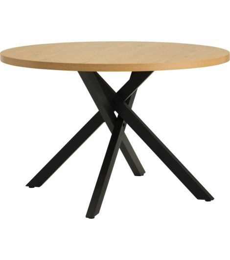 طاولة طعام NORTOFT - قطر 120 سم، مظهر البلوط / أسود