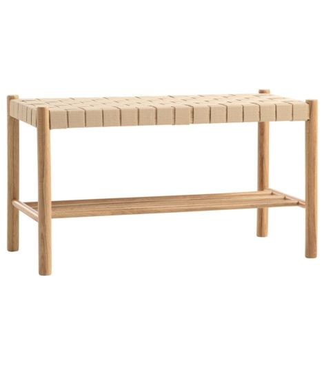 مقعد طويل VADEHAVET برف - بلوط / بيج