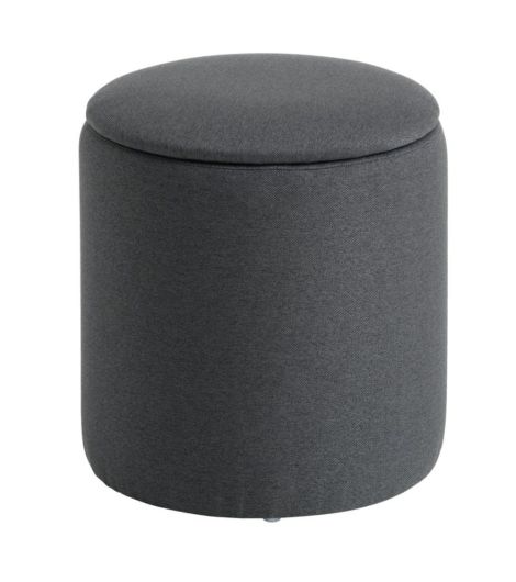 Pouffe GISLEV Ø36 w/storage asphalt fabric