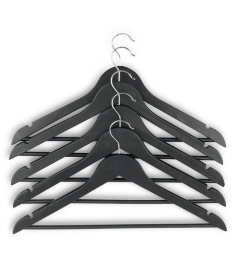 علاقات ملابس HELMUT - طول 44 سم، أسود، عبوة من 5 قطع