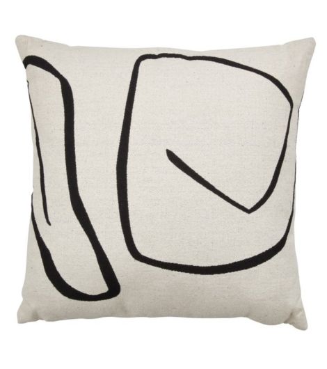 وسادة HVITVEIS - مقاس 45×45 أبيض مائل إلى أصفر/أسود