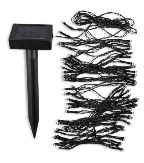 حبل إضاءة BERGIRISK بالطاقة الشمسية - الطول 1000 سم، يشمل 100 LED، شفاف