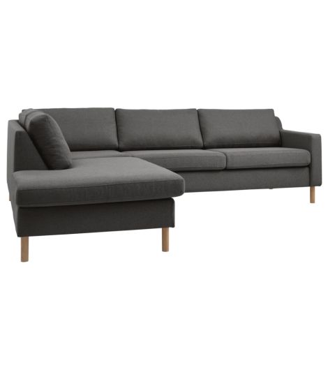 Sofa HELLERUP open-end left grey fabric/natural oak
